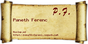 Paneth Ferenc névjegykártya